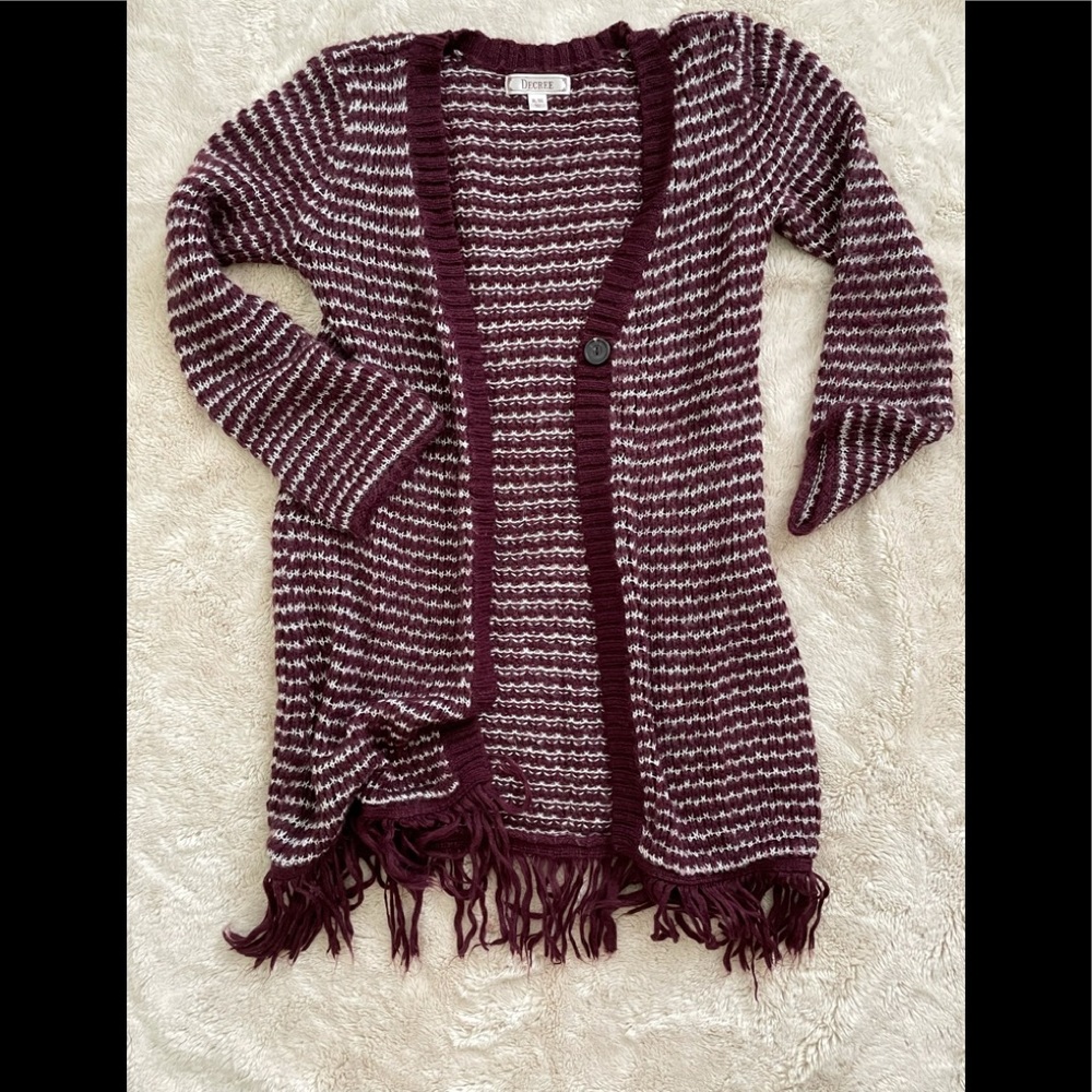 Decree - Maroon and White Cardigan XL